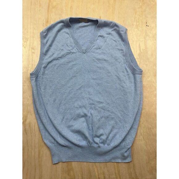 Peter Millar Silk-Cashmere Blend Golf Sweater Vest Mens Size Large Blue V-Neck - Picture 1 of 5